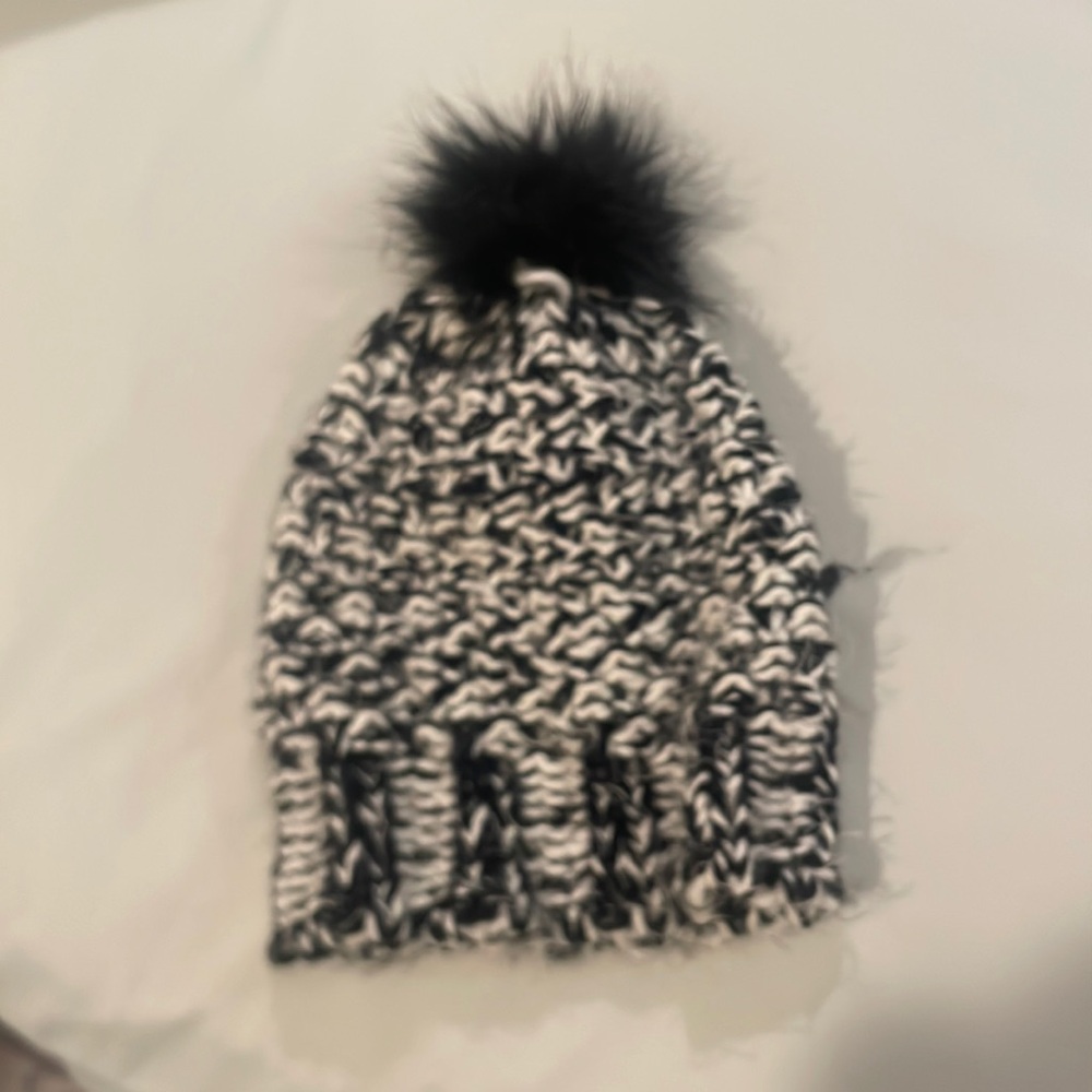 Black and white beanie